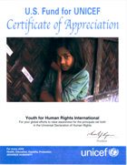 Diploma de Apreciación de UNICEF
